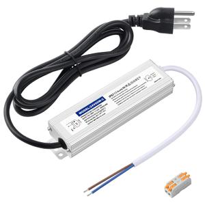 Waterproof IP67 24v Power Supply 60W 2.5A, LED Driver, 120V AC to 24V DC Converter, with 3-Prong Plug and 4.9 Feet Cable - Ideal Power Supply for LED Strips and Lights