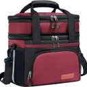 JOINGO Tactical Lunch Box for Men & Women  Expandable 16L Double Deck Insulated Cooler Bag for Work, Construction & 12-Hour Shifts  Heavy Duty Leakproof Large Meal Prep Tote with Shoulder Strap (Red/Black)