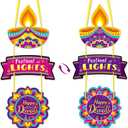 Diwali Hanging Decorations - Happy Diwali Door Hanging Sign Diwali Themed Decoration Diwali Happy Front Door Decor Double Sided Printing for Home Farmhouse Party Porch Wall Decor Sign
