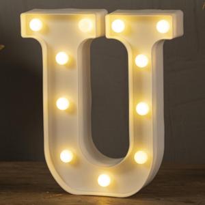HXWEIYE LED Marquee Letters Lights Sign-U, Led Letters Lights 26 Alphabet, Light Up Number 0-9 Letters Sign for Party Home Birthday Anniversary Battery Powered Lighted Letters(Warm White) (8.5 Inch)