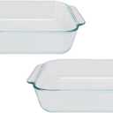 Pyrex 222 Square Clear Glass Baking Dish - 2 Pack Made in the USA