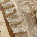 TUDECO Sheer Beige Curtains 72 Inch Length 2 Panels - French Country Vintage Lace Curtains with Flower Bird Pattern and Ruffle Edges, Rod Pocket Privacy Drapes for Dining Room Doorway, 59 x 72 Inch