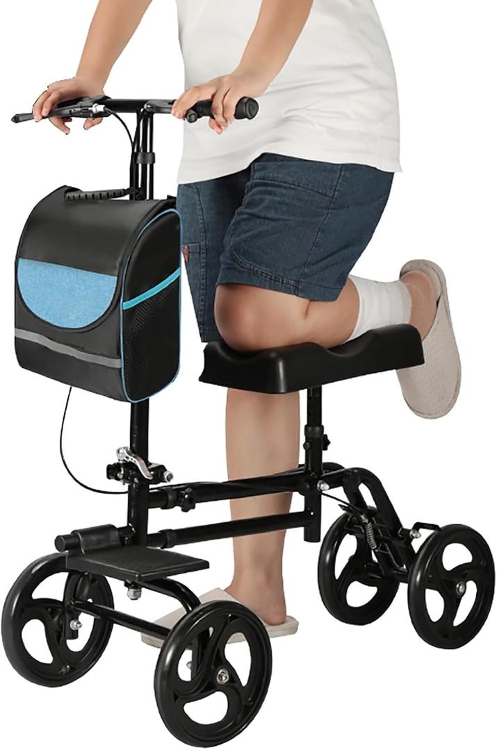 Knee Scooter for Broken Foot, Foldable Knee Scooters for Foot Injuries Adult Best Crutches Alternative (Color : Black)