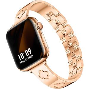 Missair Compatible with Apple Watch Band 38mm 40mm 41mm 42mm 44mm 45mm 46mm 49mm, Four Leaf Lucky Bracelet Women Dressy Stainless Steel Metal Clover Strap for iWatch Series 11 10 9 8 7 6 5 4 SE Ultra