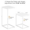 Vagusicc C Shaped End Table for Couch, 33.2'' Extra Tall C Table Adjustable Height Side Table, Small Side Table for Small Spaces, Couch Tables That Slide Under, Tv Tray Table for Living Room, White