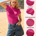 BAMBOO COOL Women's Skin-Tight Soft T-Shirts Short Sleeve Slim Fit Tops for Women Cute Basic Tees (Pink, M)