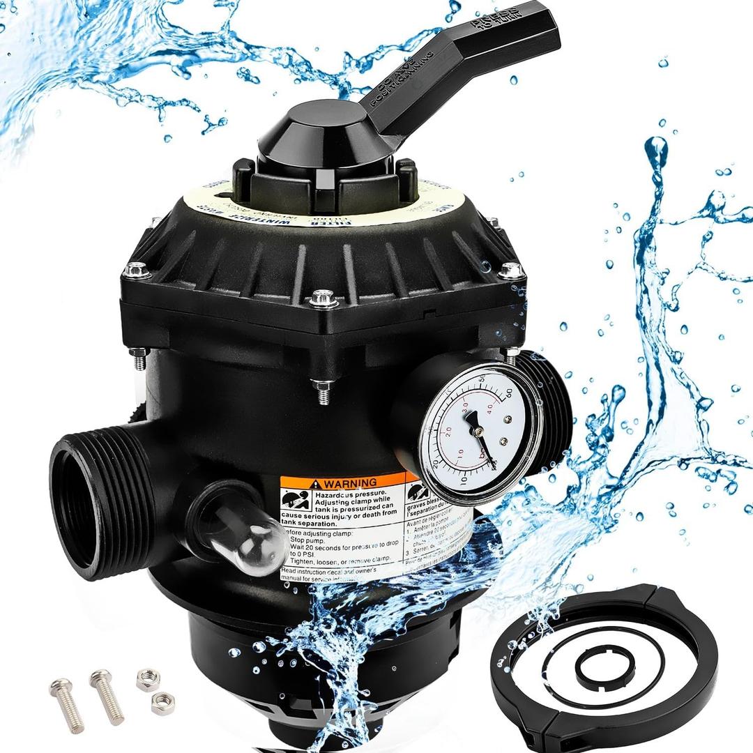 262506 1-1/2-Inch 6-Way Clamp Style Valve Fit for Pentair Meteor/Sand Dollar/Tagelus/Sta-Rite Cristal-Flo II Pool and Spa Sand Filter, Multi-Port Valve for Pentair - 262506