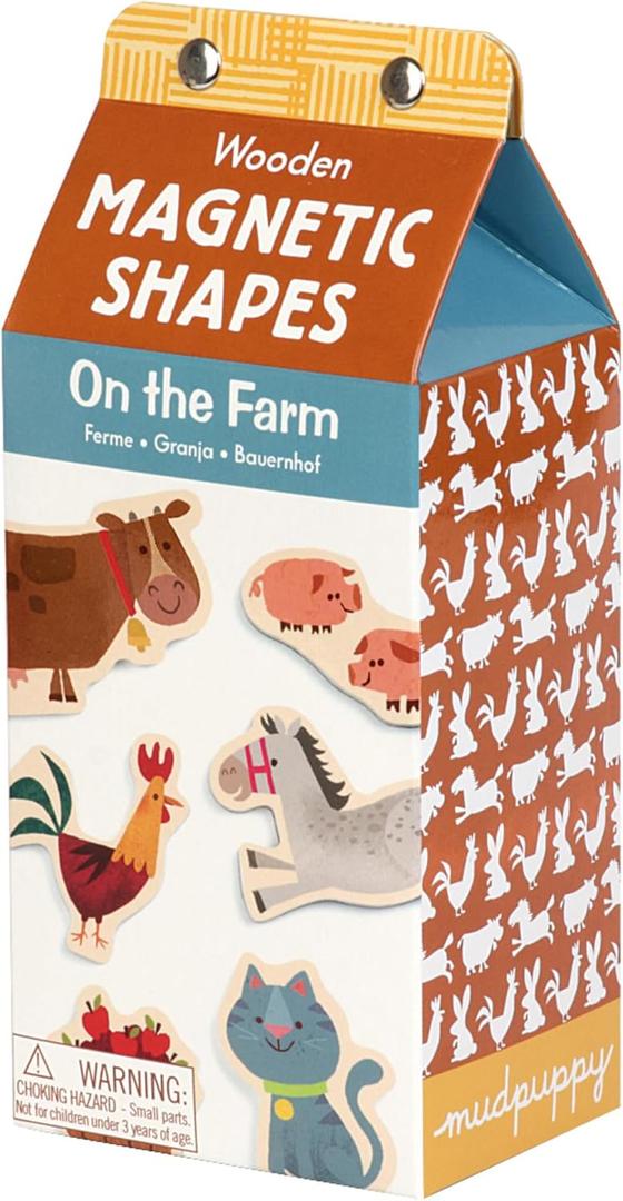Mudpuppy On the Farm  Wooden Magnetic Shapes Featuring Adorable Farmyard Animals for Children Ages 1 and Up