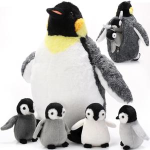 5 Pcs Stuffed Animal Penguin Plush Toy Set 14 Inch Mommy Penguin Stuffed Animal with 4 Cute Babies in Zippered Belly Soft Cuddly Plushie for Kids Gifts(Simple Style)