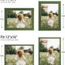12x16 Picture Frame with Mat for 11x14, Wavy Edge Wooden Real Glass Photo Frame for Wall Hanging, Green, 1 Pack