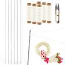 Ovrimelle 13 Pcs Lei Needle Kit, 6 Pcs 14 Inch Stainless Steel Long Lei Needle and 6 Rolls Twine 1 Sewing Scissors DIY Making Kit for Marigold Garland Hawaiian Flowers Bead Stitch Craft