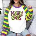 DUTUT Mardi Gras Sweatshirt for Women: Mardi Gras Shirt Sequin Sparkly Crewneck Sweater Carnival Party Pullover Top (S)