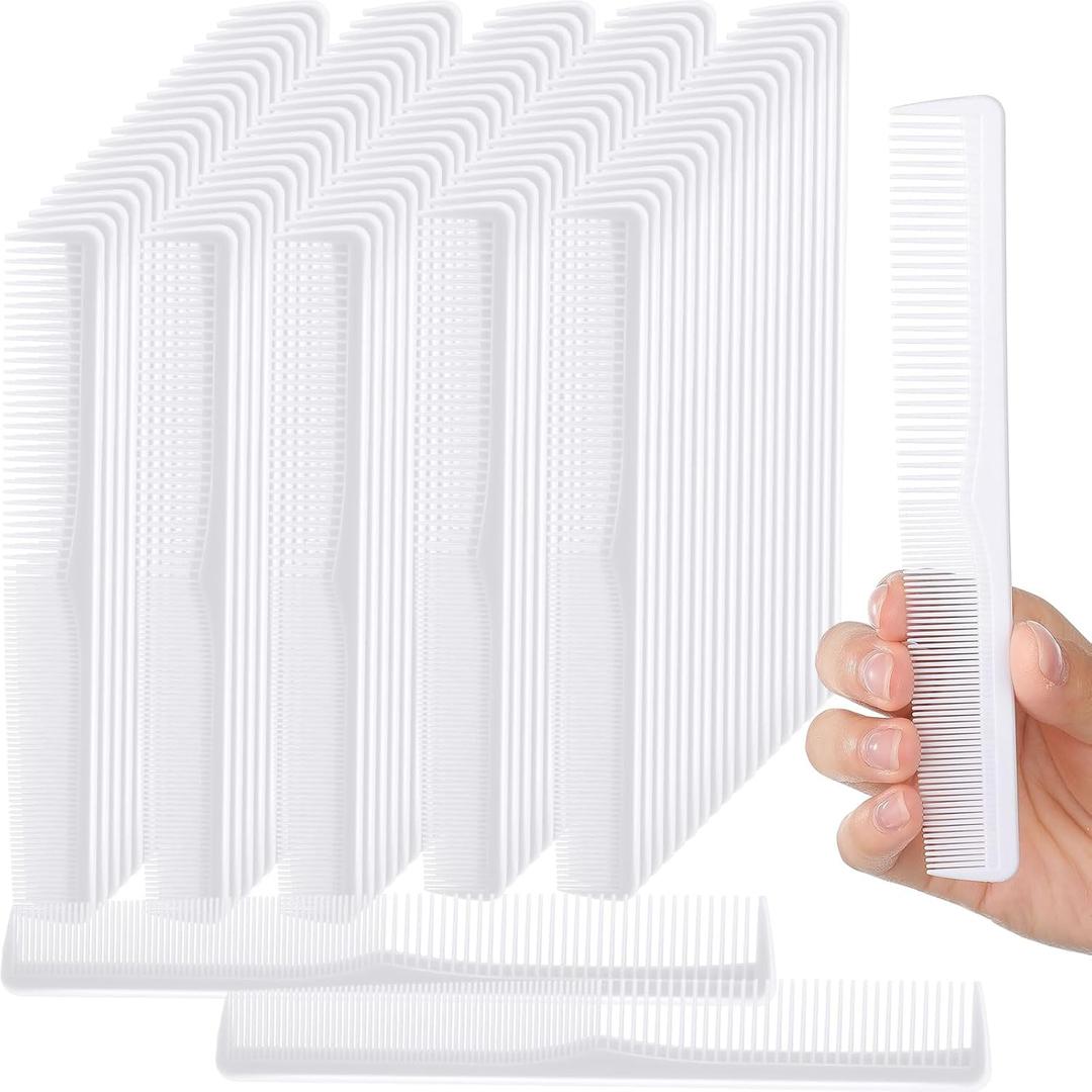 HESTYA 100 Pack 7 Inch Styling Combs Bulk, Dual-texture Teeth Design for All Hair Types, Unisex Comb for Salon, Barbershop & Home (White)