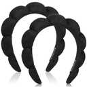Spa Headbands - Set of 2 Terry Cloth Facial Headbands for Face Washing & Skin Treatment (Black)