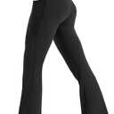 Women's High Waist Flare Yoga Pants Tummy Control Casual Bootcut Leggings with Side Pockets (XX-Large, Black)
