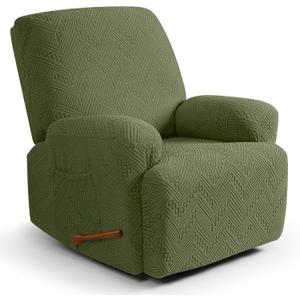 Ruaozz Recliner Chair Covers 3-Pieces Lazy Boy Recliner Slipcovers Stretch Reclining Chair Slipcover Washable Furniture Protector with Elastic Bottom (1 Seater, Army Green)