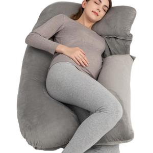 Pregnancy Pillow, U Shaped Full Body Pillows for Maternity Support Sleeping Pillow with Washable Cover, for Pregnant Woman 53 Inch (Light Grey)