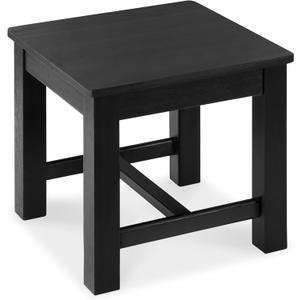 VICTORY RELAX 12 Inch Wooden Black Step Stool, Small Nature Beach Chair Under Desk, Indoor Acacia Wood Short Footstool for Living Room, Kitchen, Bathroom
