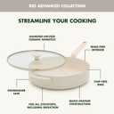 GreenPan Rio Advanced 5QT Saute Pan With Tempered Glass Lid, 5QT Ceramic Nonstick pan with Helper Handle, PFAS-Free, Induction Ready, Dishwasher and Oven Safe, Cream White