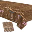 Boots or Bows Gender Reveal Decorations Tablecloth, 3 Pack Disposable Cowboy Boots Pink Bows Boy or Girl Gender Reveal Party Supplies Tablecover for Baby Shower, 86in x 55in
