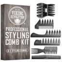 Viking Revolution Professional Styling Hair Combs for Men (6 Pieces) - Mens Comb for Hair Styling, Texturizing, Grooming and Detangling - Anti-Static, Durable and Easy to Clean