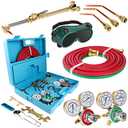 Oxygen Acetylene Torch Kit, Cutting Torch and Welding Kit, Oxy Gas Welding Cutting Brazing Set, Gas Welding Kit, Portable Oxy Acetylene Torch Welder, With Nozzles, Regulator, Hose Gauges, Blue Case