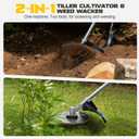 Cordless 2-in-1 Tiller Cultivator & Weed Wacker Compatible with Dewalt 20V Battery (Tool Only), 500RPM Ecarke Electric Garden Tiller String Trimmer, 9" Tilling Width 9.4" Depth for Soil Cultivation