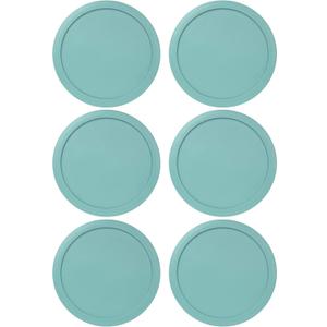 Replacement Lids fits Pyrex 2-Cup Glass Food Storage Container Bowls, 5-Inch Plastic Round Lids Covers for Pyrex 7200-PC, Airtight & Leakproof (6-Pack, Turquoise) (Turqoise)