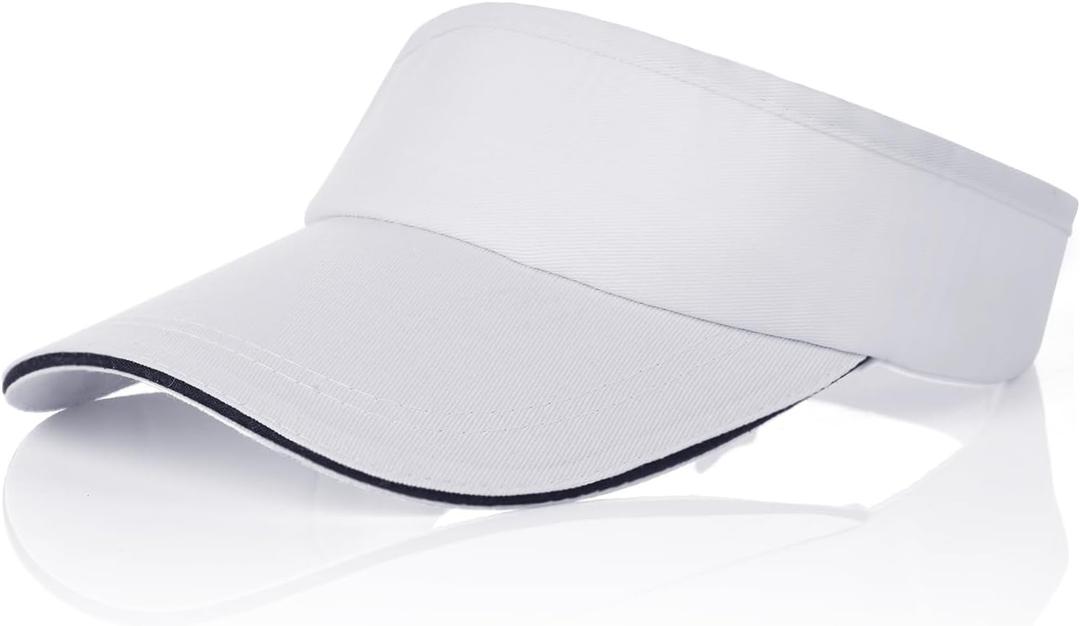 Sun Visor Hats for Women UV Protection, Adjustable Sports Visor for Running Golf Tennis Softball White (White)