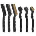 Wire Brushes Pack of 6. for Cleaning Welding Slag, Rust and Dust. 9" and 6-3/4" Brass, Nylon, Stainless Steel Brushes with Rigid Handle