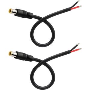 GINTOOYUN 2 Pcs DC7909 Power Pigtails Cable, 12V DC 8mm Male Plug to Bare Wire Open End Power Wire Supply Repair Cable, 16AWG DC 7.9 x 5.5mm Barrel Connector Pigtail for Solar Cell, Laptop Power(0.3m)