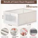 10 Pack Linen Closet Organizers And Storage, Closet Storage Bins for Closet Organization, Linen Closet Baskets Foldable Closet Organizer Bins with Clear Window For Organizing Clothing, Jeans