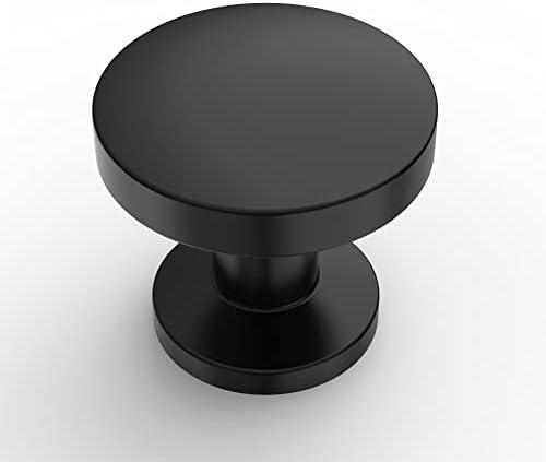 Amerdeco 10 Pack Matte Black Round Cabinet Pulls, 5 Inches, Single Hole, Easy to Install, Stainless Steel, Zinc, Ambidextrous, Brushed Satin Nickel Finish