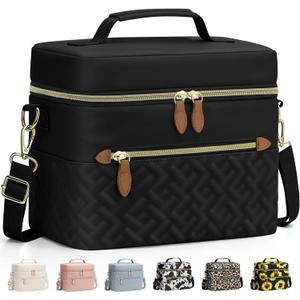 Capolo Lunch Box for Women, Men, Adults, Insulated Lunch Bag Leakproof Lunch Cooler Box with Removable Strap, Cute Lunch Tote Bags, Reusable Thermal Lunchbox for School Work Picnic(Small, Black)