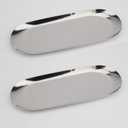 Stainless Steel Decorative Tray, Set of 2, 9 Inch Long, Jewelry Dish Cosmetics Organizer Bathroom Clutter Serving Platter Small Storage Tray, Oval, Silver