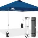 EAGLE PEAK Pop Up Canopy Tent with Wheeled Carry Bag, 8 Stakes, 4 Ropes, 4 Weight Bags, Easy Set Up Tent Canopy, 10x10 ft, 100sqft of Shade, Dark Blue