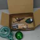 Set of 7 6.3'' Vintage Glass Plant Mister Modern 1.2l Long Spout Watering Can Squeeze Bottle Soil Moisture Meter 3 Pcs Hand Planting Tools for Indoor Outdoor Gardening Potted Flower, Green