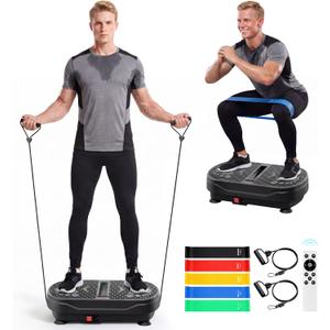 Vibration Plate Exercise Machine: 999 Speed Levels Vibrating Plate for Lymphatic Drainage Weight Loss Fat Burner 450 Lbs Whole Body Shake Plate with Resistance Bands for Gym Home Office