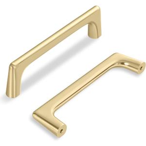 Lardmon 10 Pack Brushed Gold Modern Cabinet Pulls 3.75 Inch(96mm) Hole Center Timeless Drawer Pulls Vanity Pulls Classic Solid Kitchen Cabinet Handles Hardware for Dresser
