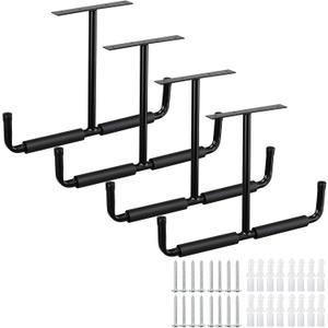 HOME RIGHT Overhead Garage Storage Rack, 16.5 Inch Heavy Duty Ceiling Double Storage Hooks Utility Hanger for Hanging Lumber Ladder Tool Bike & Other Bulky Items (4 Pack, Black)