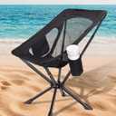 Portable Chairs for Adults Foldable, Fast Setup, Lightweight & Small Folding Chair with Cup Holder, Side Pocket and Carry Bag - Support 350 LBS (Black)