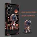 Gencyfu for Samsung Galaxy S24 Ultra Case, Astronaut Pattern Slim Liquid Silicone Anti Slip for Galaxy S24 Ultra Phone Case 6.8 inch, Space Black