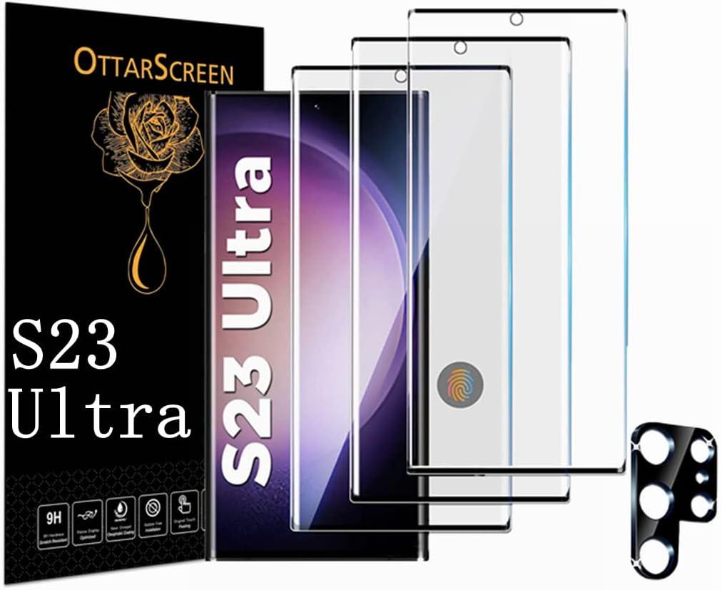 Galaxy S23 Ultra Screen Protector, Tempered Glass Screen Protector3+1 Pack1 Pack Camera Lens Protector, 9H Hardness Tempered Glass Screen Protector for Samsung Galaxy S23 Ultra