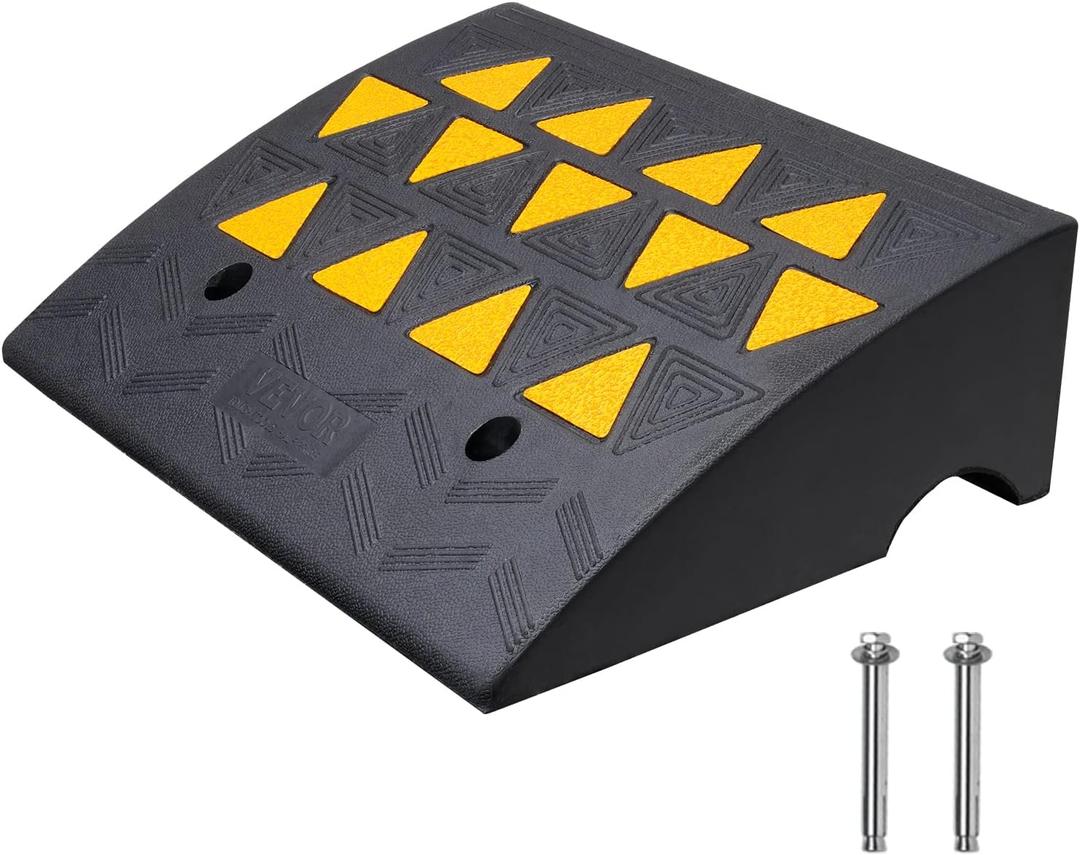 VEVOR Rubber Curb Ramp 6'' Rise Height Sidewalk Threshold Ramp, 14.6'' Width 19.3'' Length Driveway Ramp 33069 lbs Load Capacity for Curb for Forklifts, Trucks, Buses, Cars, Wheelchairs, Bike