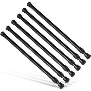 6Pcs Tension Rod, Goowin Tension Curtain Rod, No Drilling Rustproof Spring Small Tension Rod, Adjustable Tension Rods for Closet, Kitchen, Cupboard, Wardrobe, Bookshelf (Black, 16-28 inch)