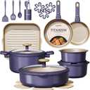 CAROTE 26 Pcs Pots and Pans Set, Nonstick Cookware Sets with Detachable Handle, Purple Dishwasher Safe, Oven Safe, Cookware Non Stick Cooking Set w/Frying Pans & Saucepans(PFOS, PFOA Free)
