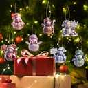 2 x Christmas Snowman Ornaments Set, 30 Pieces, Wood Holiday Tree Decorations, Purple Blue White Design with Signs