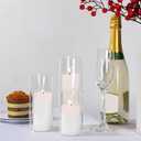 Shihanee Set of 3 Pillar Candles and 3 Glass Cylinder Candle Vases Holders Clear Pillar Jars for Wedding Centerpieces (2.6'' X 4.7'', 5.9'', 7.9'', White)