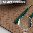 Placemats Set of 6 Woven Faux Leather Place Mats for Kitchen Dining Table Washable Wipeable Heat Resistant Placemats Waterproof Pads for Indoor & Outdoor (Flaxen)