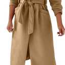 Womens Notch Lapel Wool Blend Jackets Maxi Long Peacoat Trench Coats Casual Business Winter Fall Outerwear Overcoats